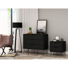 Manhattan Comfort Rockefeller Mid-Century Modern Dresser and Nightstand Set - Black-Upon Assembly, Nightstand Measures: 20.08 in. Length, 21.65 in. Height, 17.62 in. Depth.