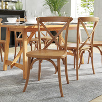Flash Furniture HERCULES Series Stackable Pecan Wood Cross Back Chair-Stackable Bistro Style Chair