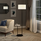 Hudson&Canal - Lampadaire Jacinta avec plateau en marbre et abat-jour en tissu - Bronze noirci/blanc-Comprend un cordon de 8 pieds avec interrupteur à prise rotative