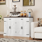 HOMCOM Farmhouse 55.1" L Sideboard Buffet Cabinet - White-3-level adjustable shelf in each cabinet enhances flexibility