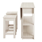 Modway Meadowbrook 3-Piece Kitchen Island and Stool Set - White Maple-9