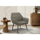 Monarch Specialties Upholstered 33"H Contemporary Accent Chair With Walnut Metal Legs - Light Brown Fabric-Built with a solid engineered wood frame and walnut metal legs, this 29" high armchair offers sturdy construction and long-lasting performance for everyday use.