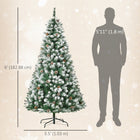 HOMCOM 6' Snow-Flocked Artificial Christmas Tree with Hinged Tips - Green-800 realistic plastic branches to create a more life-like look 