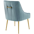 Modway Discern Pleated Back Upholstered Performance Velvet Dining Chair - Light Blue - 2 Pack-Brushed Gold Stainless Steel