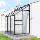 Outsunny 6' x 4' Aluminium Lean-to Greenhouse with Adjustable Roof Vent - Dark Grey- UV protection polycarbonate panels keep your plants protected from harsh sunlight
 