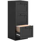 HOMCOM 3-Drawer Vertical Office Filing Cabinet - Black Wood Effect-Three drawers offer large storage yet maintain a compact size
