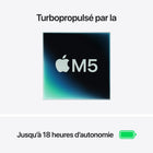 Apple - MacBook Air 13 po - M5 - 10 coeurs - 1 To SSD - Mémoire unifiée 24 Go - Comète-Écran 13,6 po Éclatant - L’écran Liquid Retina prend en charge 1 milliard de couleurs. Les photos et vidéos prennent vie grâce à un contraste riche et des détails précis, tandis que le texte est d’une netteté impeccable