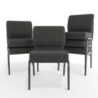 Flash Furniture - Chaise d'église de la série HERCULES de 21 po de largeur en tissu gris foncé - Cadre veine d'argent-Finition du cadre en veine d'argent