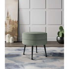 Manhattan Comfort - Bailey pouf capitonné moderne du milieu du siècle de 46 cm en mélange de polyester - vert sauge avec pieds noirs-Cadre en bois massif pour plus de durabilité et de fonctionnalité