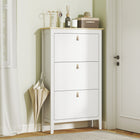 HOMCOM Shoe Cabinet with 3 Flip Drawers in Narrow Design - White-5.1" (13 cm) bottom height for easy cleaning 