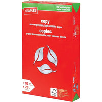 Staples FSC-Certified Copy Paper - 20 lb. - 8.5" x 14" - White - 500 Sheets-8.5" x 14" (Legal Size)