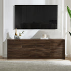 Hudson&Canal - Meuble TV Desmond pour téléviseurs jusqu'à 78" - Chêne foncé-Fabriqué à partir de matériaux MDF robustes avec une finition en chêne foncé fabriquée à la main