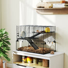 PawHut - Cage avec Bassin en Verre pour Petits Hamsters - Noir-Le fond amovible facilite le nettoyage et contient plus de litière