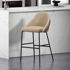 Manhattan Comfort Gracie 22" Modern Leatherette Upholstered Barstool - Tan and Black-Frame and Legs Features Choice of Fully Welded Black Steel or Gold Stainless Steel