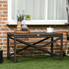 Outsunny - Table d’appoint en osier pour patio avec panneau en plastique sous le plateau entièrement tressé, brun mélangé-Le cadre en métal rend cette table de cocktail robuste pour une utilisation quotidienne  