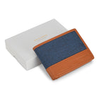 Champs - Portefeuille Center Wing en Cuir Denim - Beige/Bleu-9 fentes pour cartes de crédit
