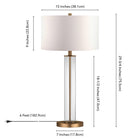 Hudson&Canal - Lampe de table Harlow de 74 cm de haut avec abat-jour en tissu, - Verre transparent/laiton/blanc-Nettoyer avec un chiffon doux et sec, sans produits chimiques agressifs ni produits de nettoyage abrasifs