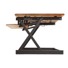 Rocelco 46" Adjustable Sit/Stand Up Corner Desk Riser with Dual Monitor Mount - Teak-CADR holds 1 or 2 monitors and or a laptop with plenty of space to work