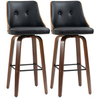 HOMCOM Bar Height PU Leather Swivel Bar Stools - Black - 2 Pack-Adjust Bar Table Height from 41"-43" / 104-109cm
