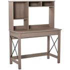 HOMCOM 41.3" Computer Desk with Storage - Brown-Three shelves and two open compartments enhance storage capacity