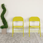 Chaise pliante de la série HERCULES COLORBURST en métal couleur Twisted Citron à triple entretoise et double charnière-Composants en acier riveté