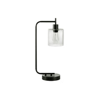 Monarch Specialties 20" H Table Lamp - Black Metal / Glass Shade-Add an industrial vibe to your space with this modern and stylish 20"h table lamp in a black metal design, with the slender arm holding a clear glass shade, perfect to place in an office, living room or bedroom setting