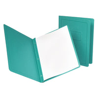 Staples Paper DUO-TANG Report Covers - Teal - 10 Pack-Embossed title panel