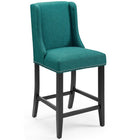 Modway Baron Upholstered Fabric Counter Stool - Teal - Set of 2-Polished Nailhead Trim