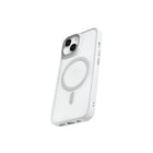 Evry Anti-Shock 10 ft Drop Tested Case with MagSafe for iPhone 15/14/13 - Clear & Silver-Wireless charging and MagSafe compatible