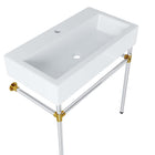 Modway - Redeem Fixation murale en acier inoxydable argenté de 32" Vanette de salle de bain - Blanc argenté-Capsules de pied non marquées