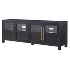 Hudson&Canal Holbrook TV Stand for TV's up to 75" - Black Grain-The top has a weight capacity of 75lbs, lower shelves can hold 25lbs each