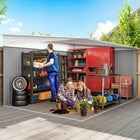 Outsunny - Abri de jardin en acier 11 pi x 9 pi-Porte coulissante double pour un accès facile à l'intérieur et à l'extérieur de cet abri à ordures extérieur  
