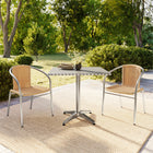Flash Furniture – Table carrée de 31,5 po en aluminium, 2 sièges en rotin beige, int/ext (TLH-ALUM-32SQ-020BGECHR2-GG)-31,50 larg. x 31,50 prof. x 27,50 haut. (po)