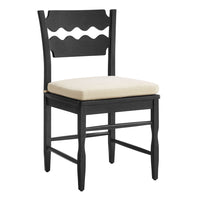 Modway - Jax Bois de chêne Chaise de salle à manger avec dossier ondulé en forme de rasoir et coussin in Lin noir-Chaise à manger en chêne massif