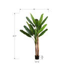 Monarch Specialties 83" Artificial Indoor Banana Tree - Floor - Black Pot-Dual trunk with natural bark detailing provide an authentic appearance, firmly fixed in an 8" plastic black pot for stability
