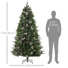HOMCOM - Arbre de Pin Enneigé Artificiel 7 Pieds Décoration Noël avec Pommes de Pin-Les branches peuvent être ouvertes automatiquement pour un assemblage facile 