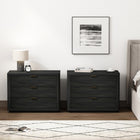 Manhattan Comfort - Ensemble de 2 tables de chevet modernes Evelyn 32" à 3 tiroirs - Gris charbon-Comprend 3 tiroirs à extension totale
