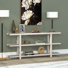 Hudson&Canal - Console Acosta de 162 cm de largeur, , blanc aulne-L'étagère inférieure repose sur 4 pieds