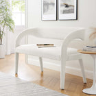 Modway Pinnacle Boucle Fabric Accent Bench - Ivory-Dense Foam Padding