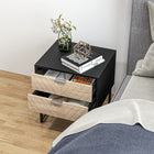 HOMCOM - Table de chevet moderne avec 2 tiroirs et base en métal - noir-Assemblage requis 