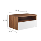Modway Envision Wall Mount Nightstand - Walnut White-Spacious Full-Glide Drawer