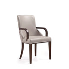 Manhattan Comfort Shubert 22.5" Modern Faux Leather and Velvet Upholstered Dining Armchair - Light Grey - Set of 2-Seat Height: 19.75