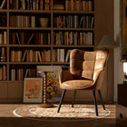 Homy Casa Guest & Reception Chairs - Suede Brown Fabric-Mid-century modern design adds elegance to any space.