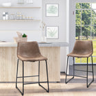 HOMCOM Counter Height Bar Stools with Back - Brown - 2 Pack-Footrest for a relaxed posture
