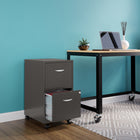Hirsh Industries Space Solutions 18" Deep Vertical File Cabinet with Casters, 2-Drawer, Metallic Charcoal-Metallic Charcoal Steel file cabinet with baked enamel paint finish.