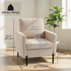 HOMCOM Modern Accent Chair with Metal Legs - Side Pockets - Thick Cushion for Bedroom - Beige-Protective foot pads keep your floor looks well
