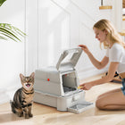 PawHut - bac à litière pour chat en acier inoxydable 80 l - gris clair-L’intérieur spacieux de 80L accueille confortablement les grands chats et les foyers avec plusieurs chats 