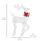 Outsunny Light Up Reindeer Christmas Decoration with 61 LED Lights - White-Includes 4 ground stakes and 5 zip ties for stability 