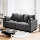 HOMCOM - Canapé 3 places en velours côtelé avec 8 coussins amovibles - gris foncé-Couleur : Gris foncé 