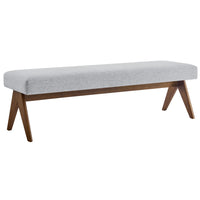Modway Lyra 63" Fabric Upholstered Bench - Light Grey-Woven Heathered Fabric Upholstery